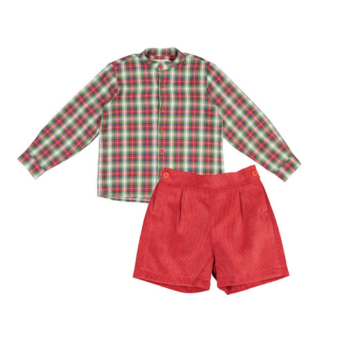 North Pole Tartan Boy Shorts Set