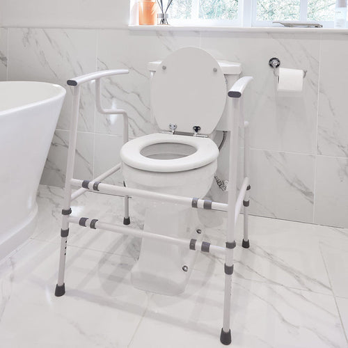 Image of NRS Nuvo Open Back Toilet Frame on a plain background.