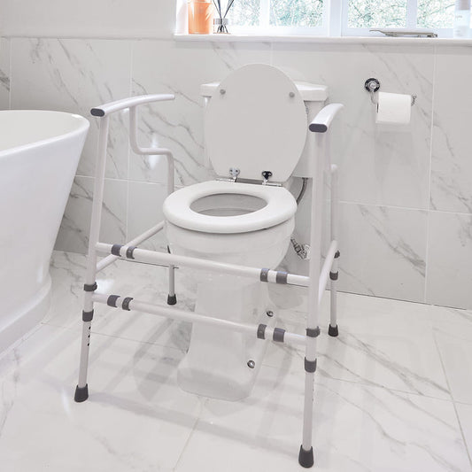 Image of NRS Nuvo Open Back Toilet Frame on a plain background.