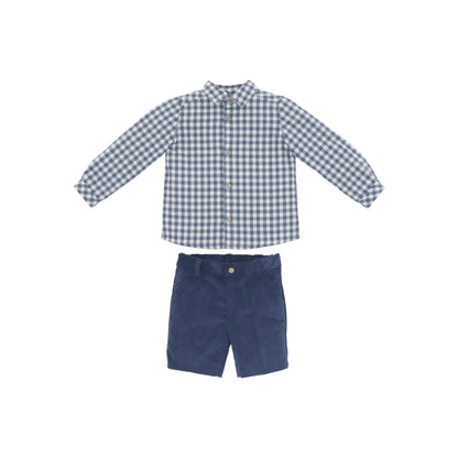 Nuit Blue Gingham Boy 2-pc Shirt set