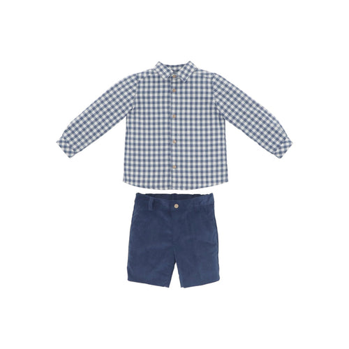 Nuit Blue Gingham Boy 2-pc Shirt set