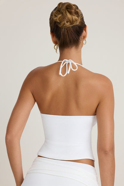Open-Front Halterneck Top in White