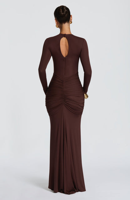 Oriane Maxi Dress - Plum Brown