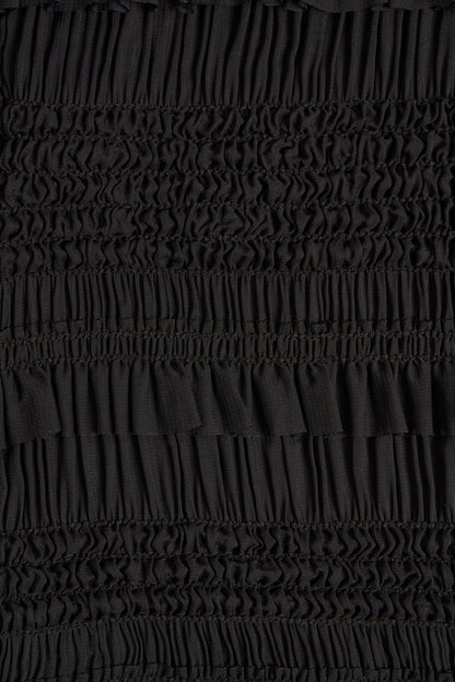Ruffled Mid-Rise Shorts in Black