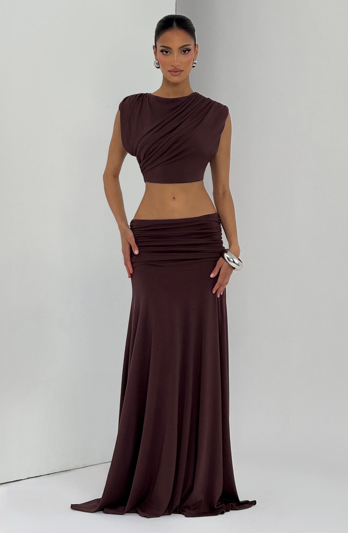 Paige Maxi Skirt - Plum Brown