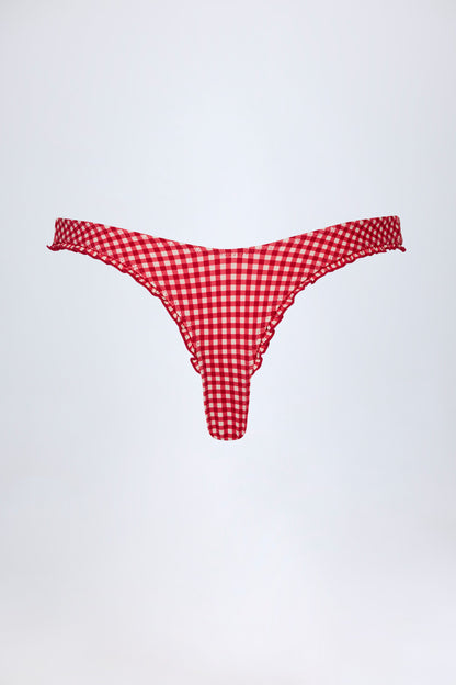 Ruffled Cheeky Bikini Bottoms in Red Gingham