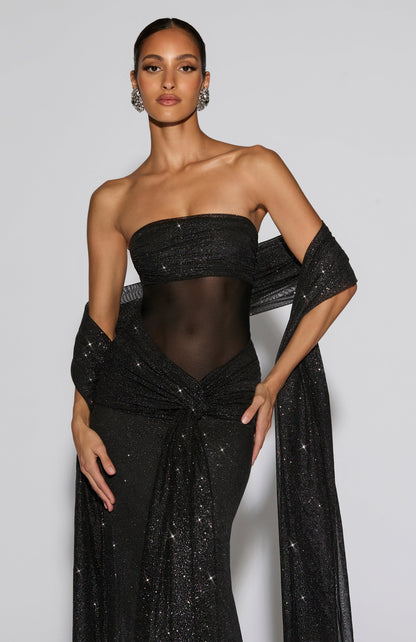 Paula Maxi Dress - Black Sparkle