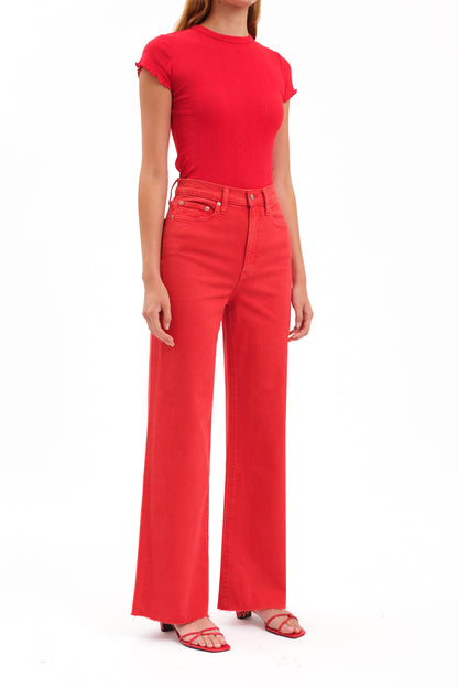 Far Out Wide Leg Jean - Cherry