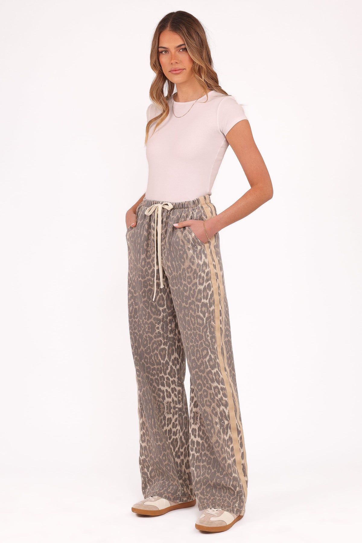Fletcher Denim Racer Pants - Leopard
