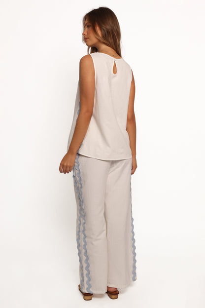 Jasinta Pants - Cream Blue