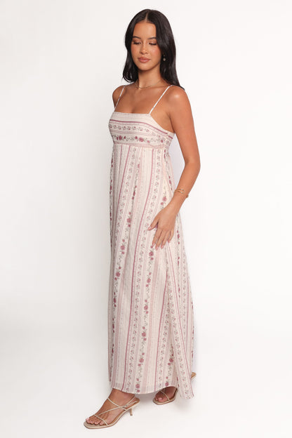 Amaris Maxi Dress - Ivory Mauve Floral