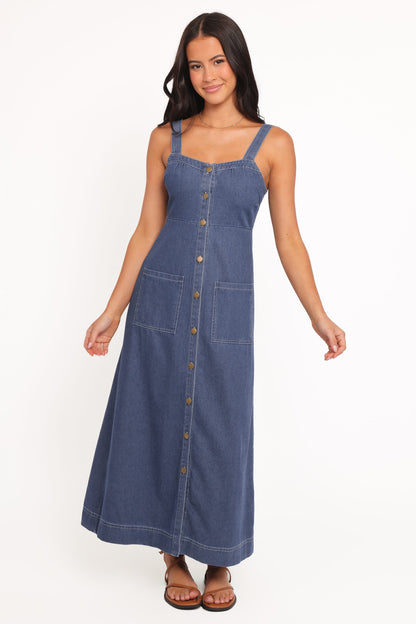 Bettie Midi Dress - Mid Blue Denim