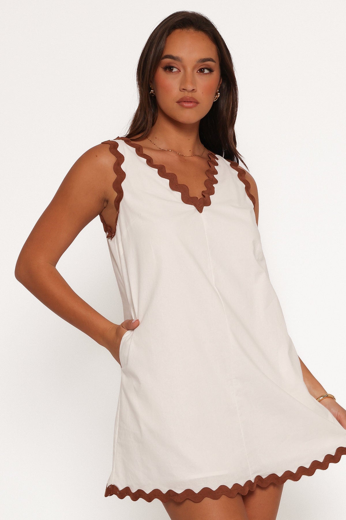Calliope Mini Dress - White Tan