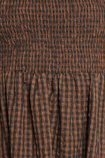Cyrena Maxi Dress - Brown Check