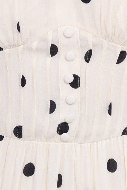 Darline Midi Dress - White Polka Dot