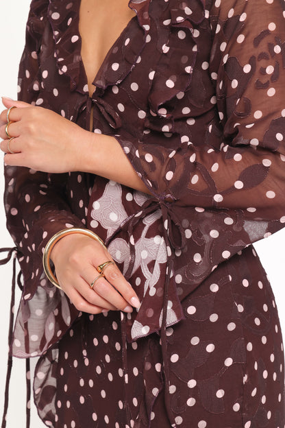 Delta Maxi Dress - Plum Polka Dot