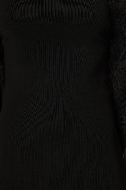 Dolly Puff Sleeve Midi Dress - Black