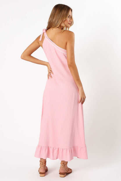 Fleaur One Shoulder Maxi Dress - Pink
