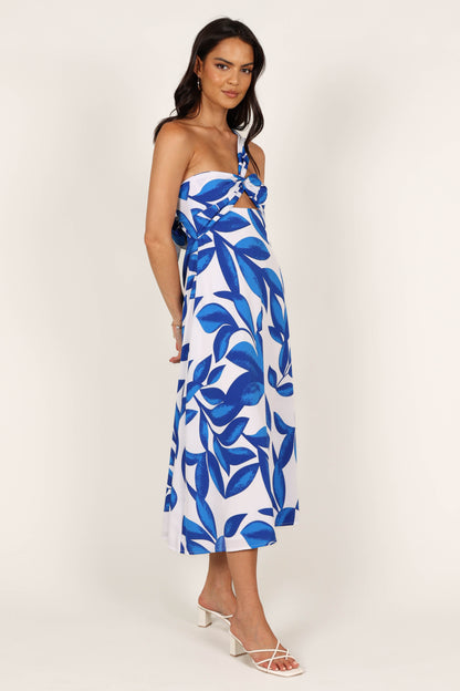 Freddie Midi Dress - White/Blue