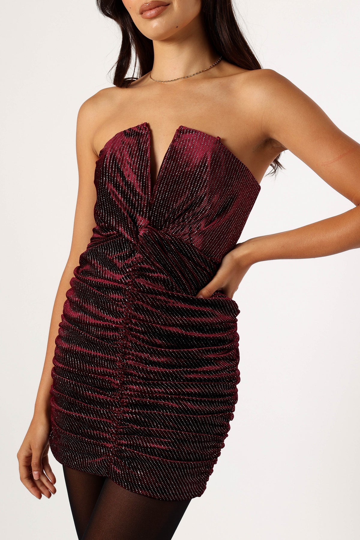 Gilbert Ruched Mini Dress - Merlot