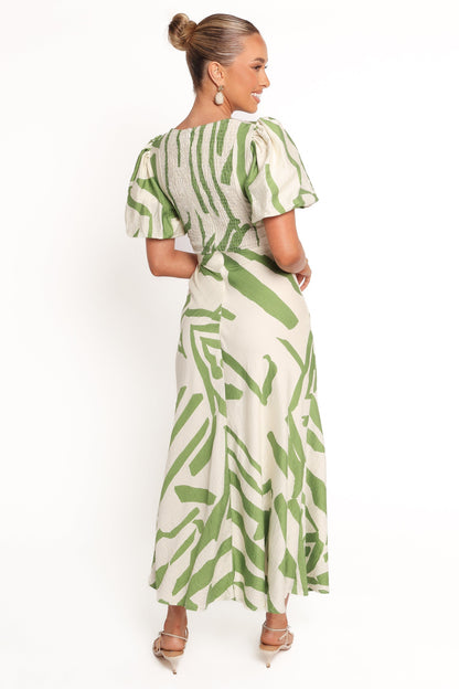 Ginevra Maxi Dress - Cream/Green