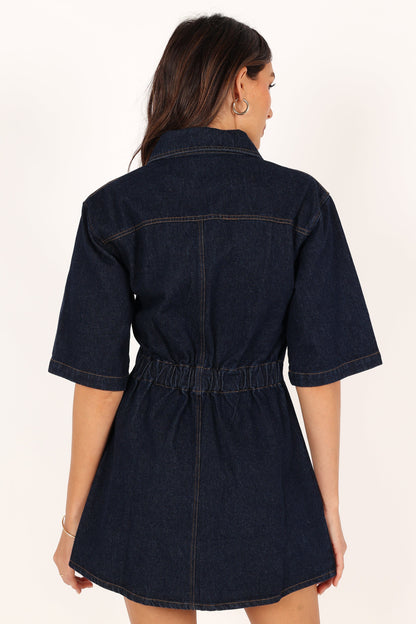Hailey Denim Mini Dress - Dark Denim