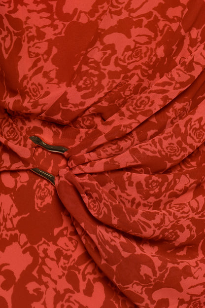 Isabeau Midi Dress - Red Roses