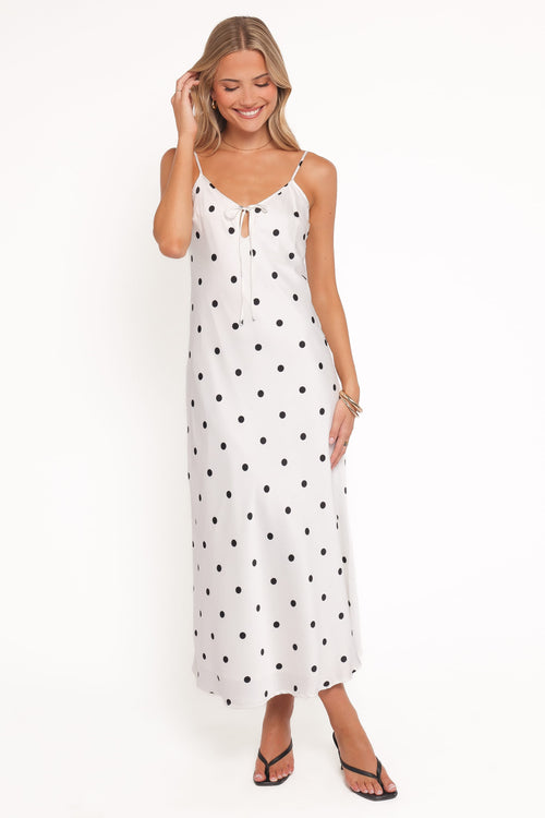 Jamila Midi Dress - White Polka Dot