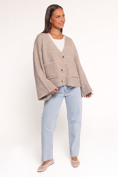 Fern Wide Sleeve Cardigan - Mushroom