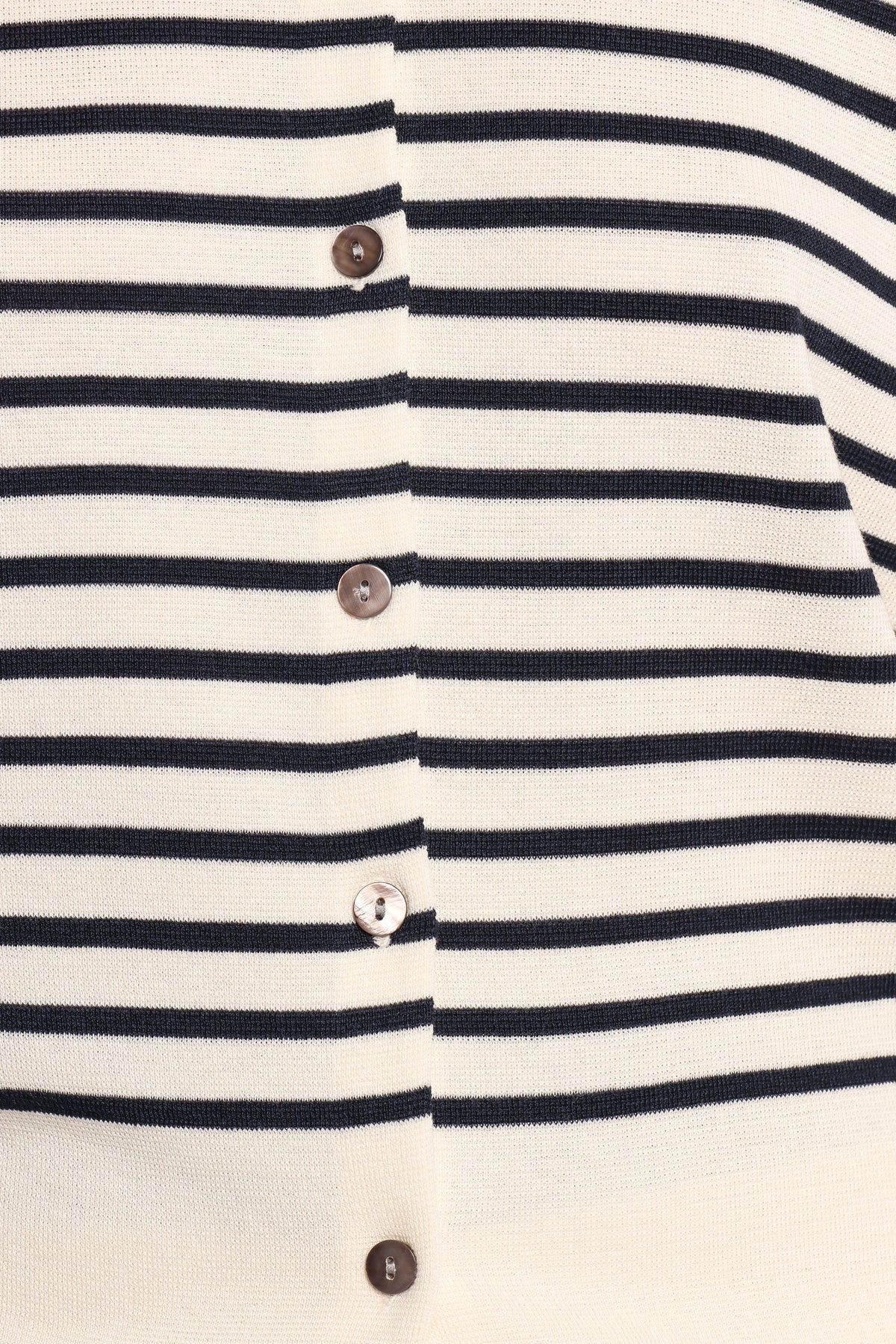Gavi Button Front Striped Cardigan - Off White/Navy