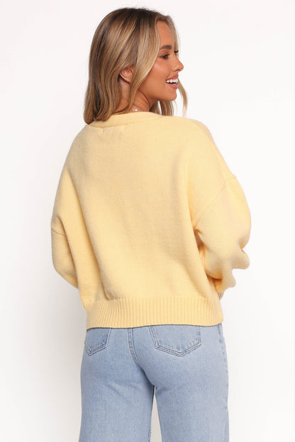 Isabel Button Front Cardigan - Yellow