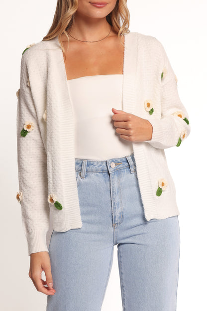 Jazzie Ditsy Flower Cardigan - White
