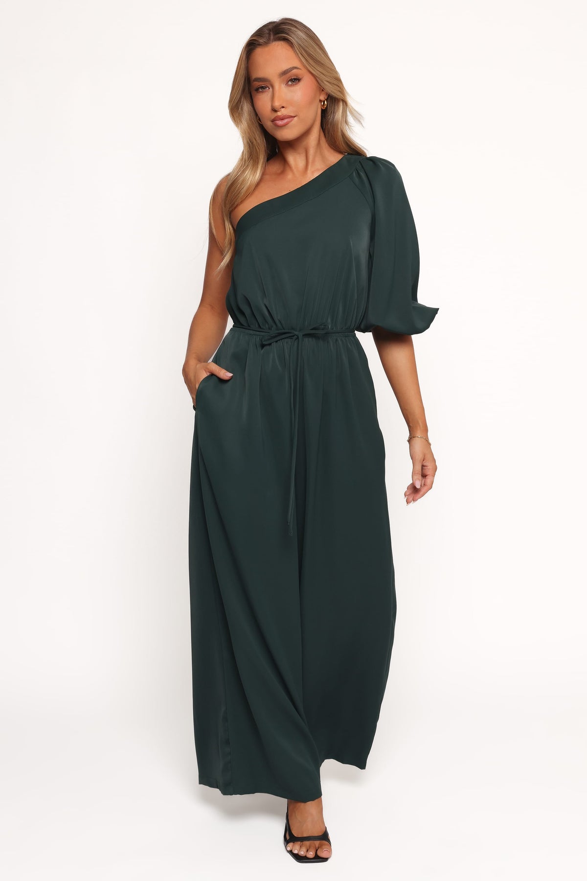 Hedda One Shoulder Jumpsuit - Emerald