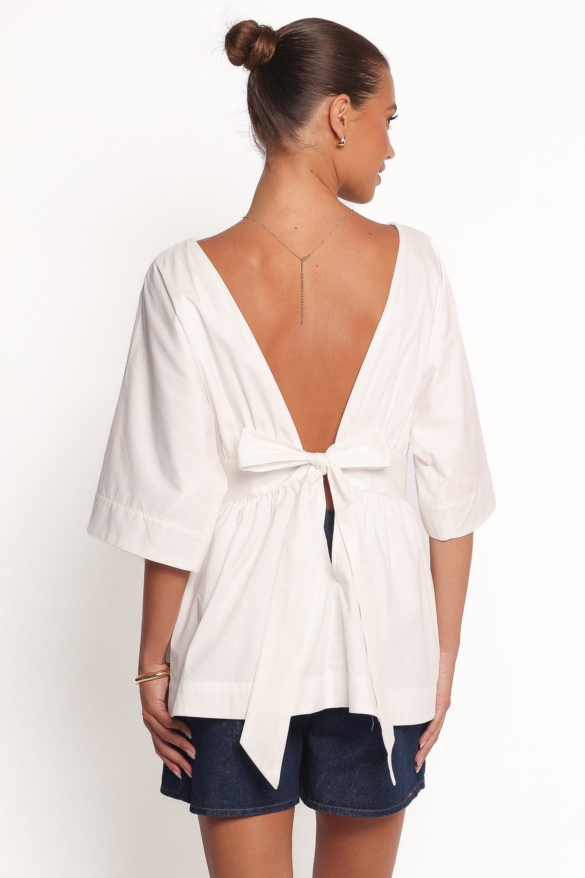 Camila Open Back Top - White