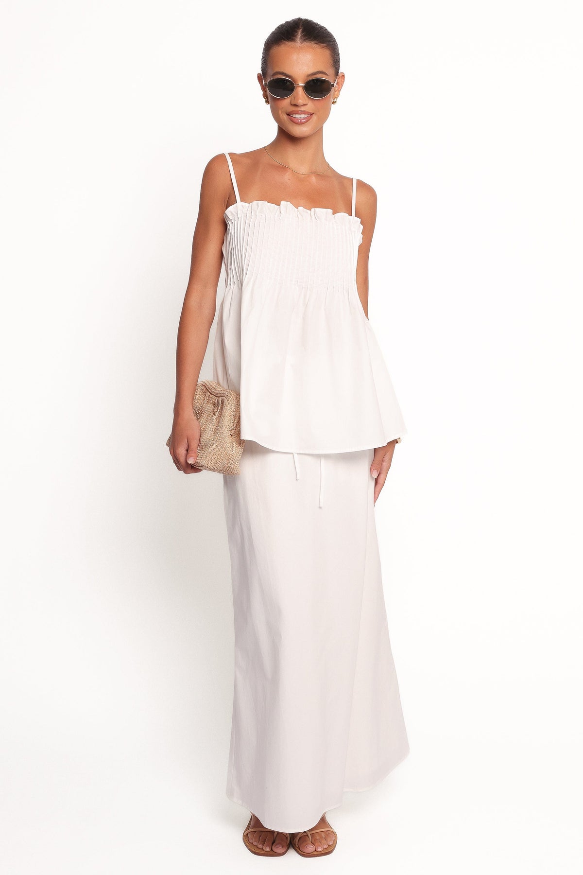 Carson Pleated Top - White