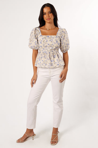 Celia Top - Ivory Blue