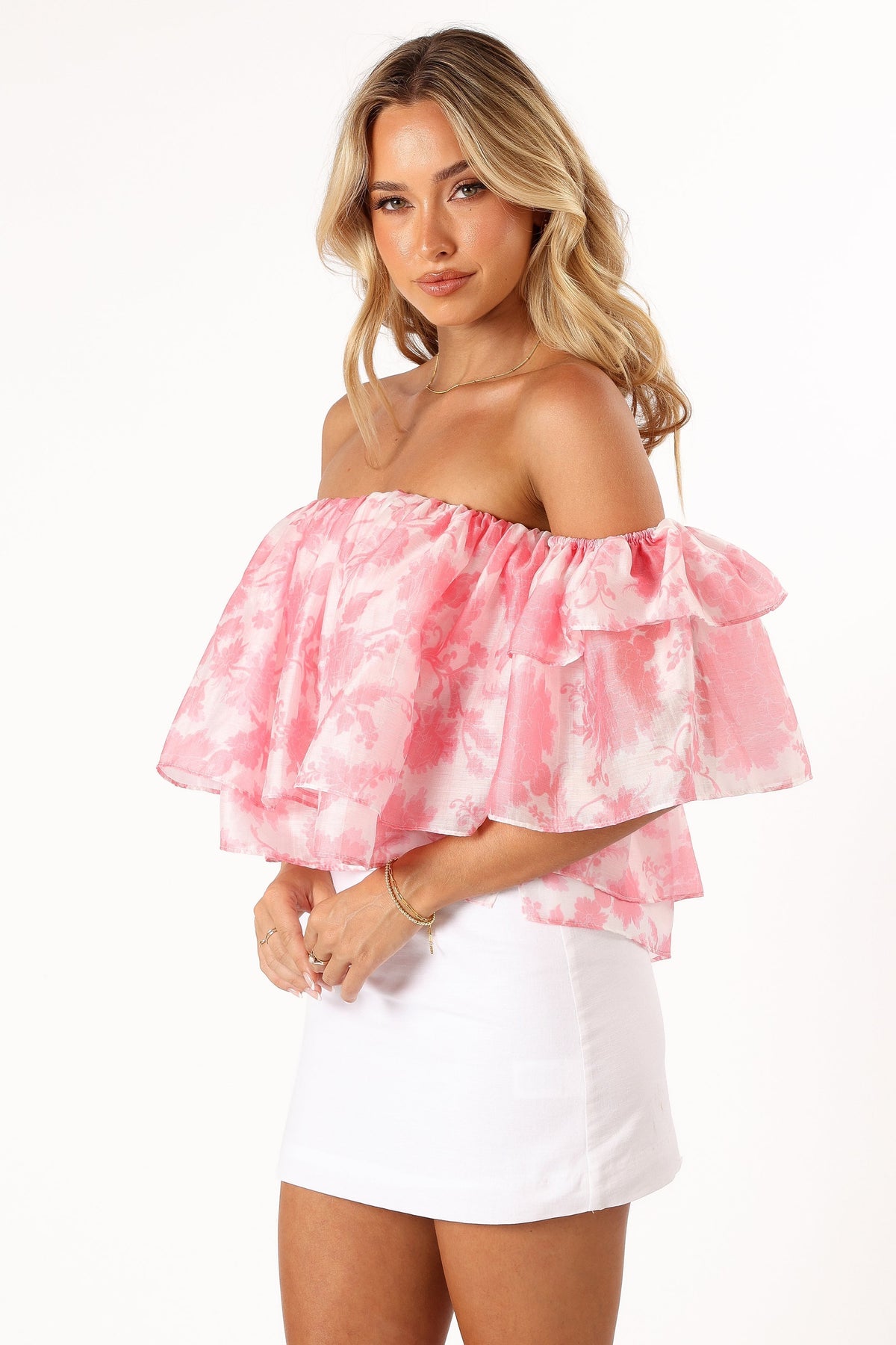 Deedi Off Shoulder Top - Pink Floral