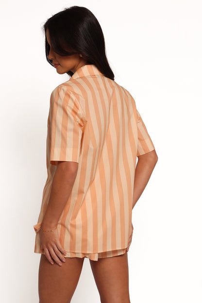 Essie Tie Front Shirt - Terracotta Stripe