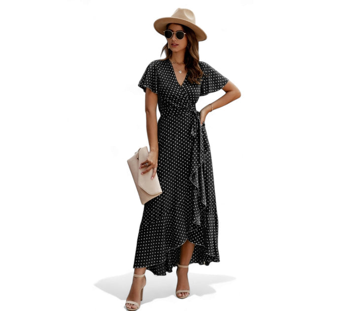Polka Dot Empire Waist Dress - 260 Broadway Boutique