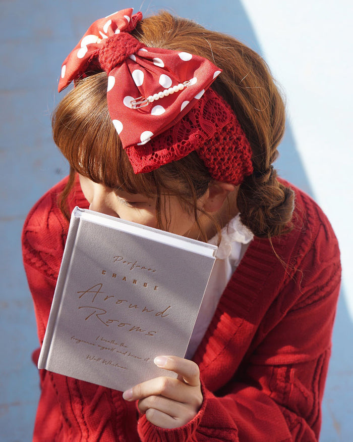 Polka Dot Knitted Bow Headband