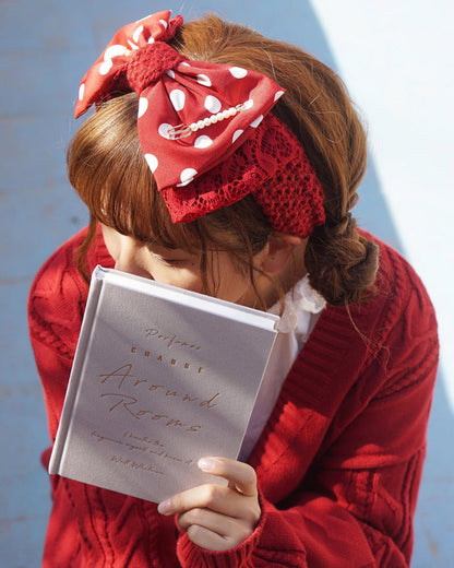 Polka Dot Knitted Bow Headband