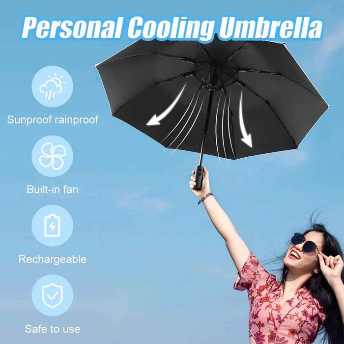 Portable Umbrella with Fan & Misting for Ultimate Comfort - RFE Marketing Ventures