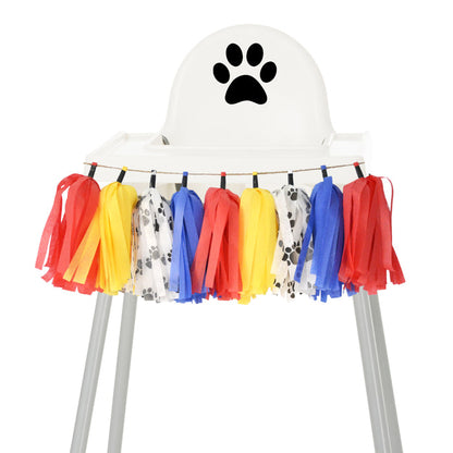 Puppy Paw High Chair Garland - Cartoon Dog Theme First Birthday High Chair Banner