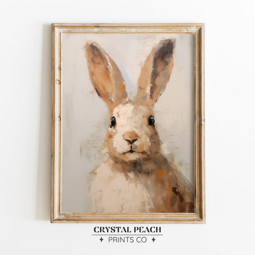 Rabbit in the Grass Print - Digital Printable Download - Farmhouse Kids Room Bunny Art - Rustic Easter Decoration for Children Playroom