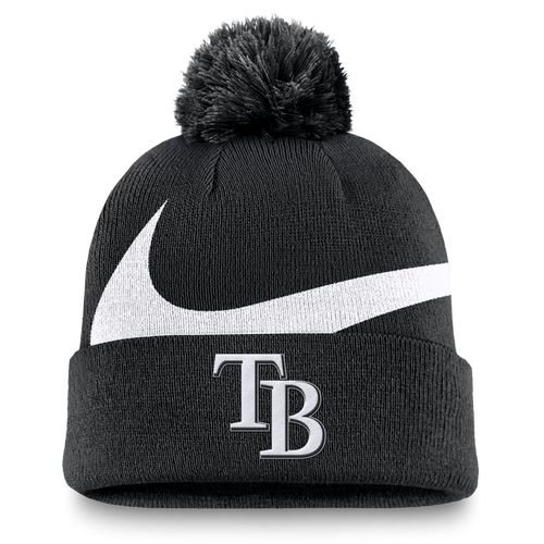 Rays Nike Black TB Primetime Peak Pom Knit Hat