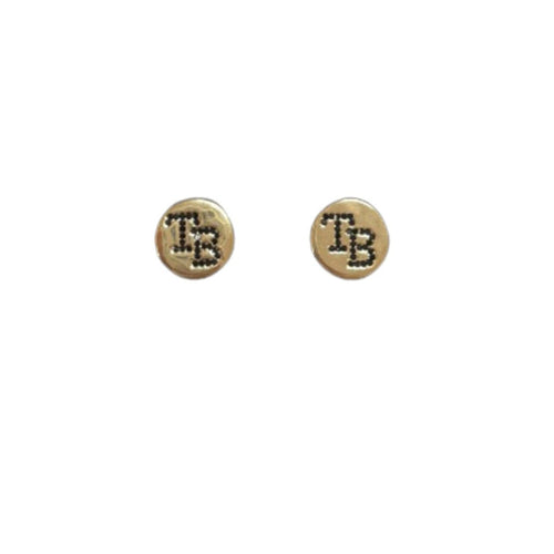 Rays Jill Martin Gold TB Logo Stud Earrings