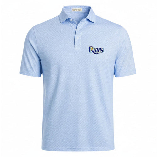 Rays Men's Holderness & Bourne Wordmark White and Blue Griffin Polo