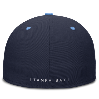 Rays Nike Navy Light Blue Wordmark Primetime Two-Tone Performance Fitted Hat