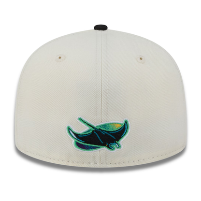 Rays New Era Cream Black Devil Rays Two-Tone Stitch 59Fifty Fitted Hat