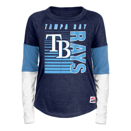 Rays Women's New Era Navy TB Big Logo Long Sleeve Tee